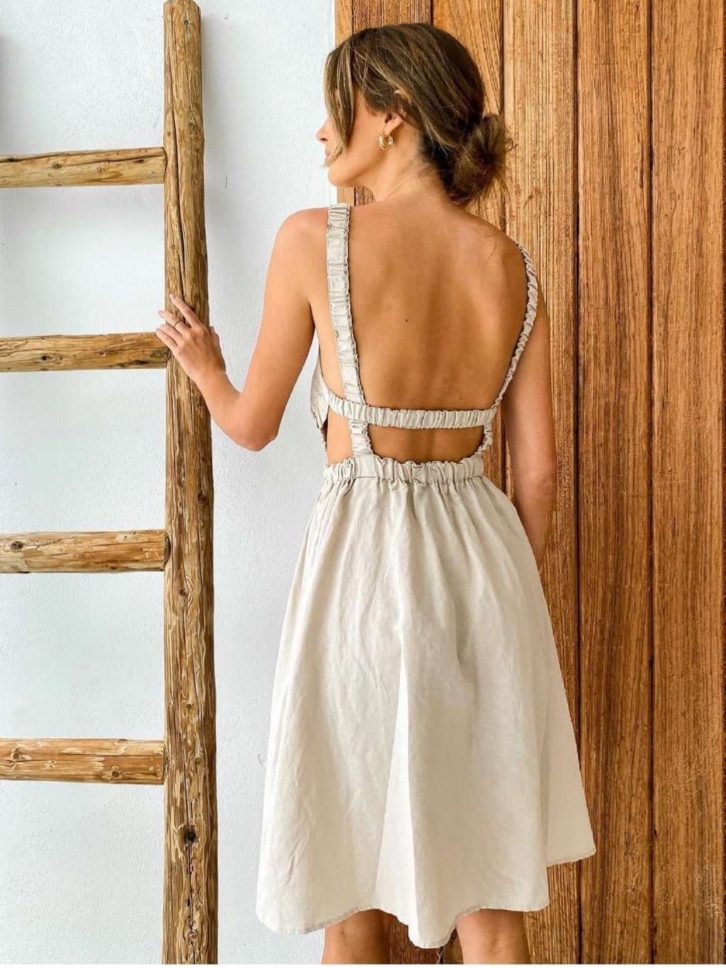 Petal & Pup Cream Open-Back Ruffle-Strap Sundress
